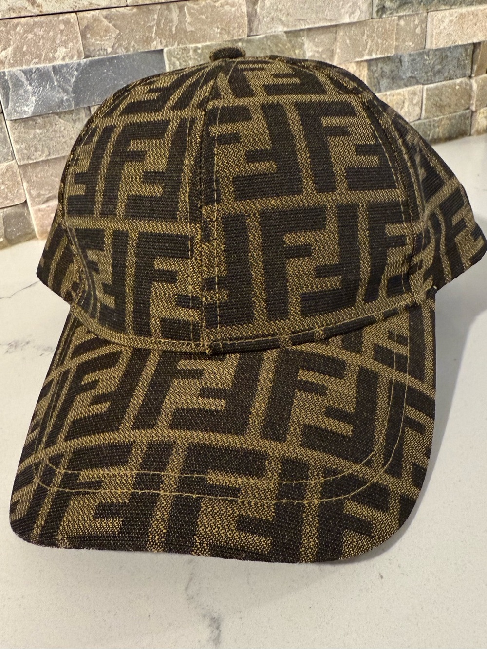 Fendi Black and Brown FF Monogram Adjustable Baseball Cap